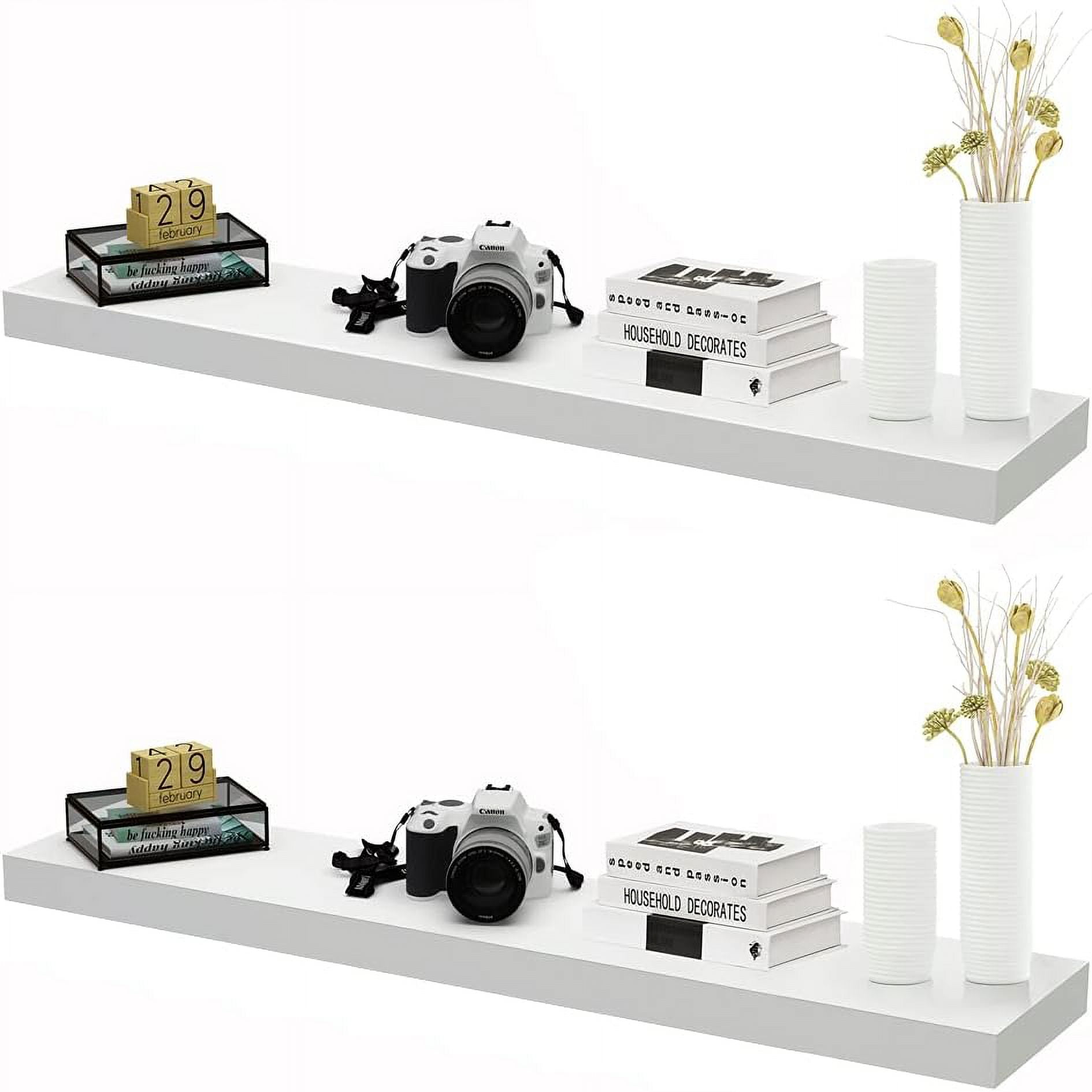 YORI 9.25" Deep White Floating Shelves 2 Pack, Wall Shelf Display