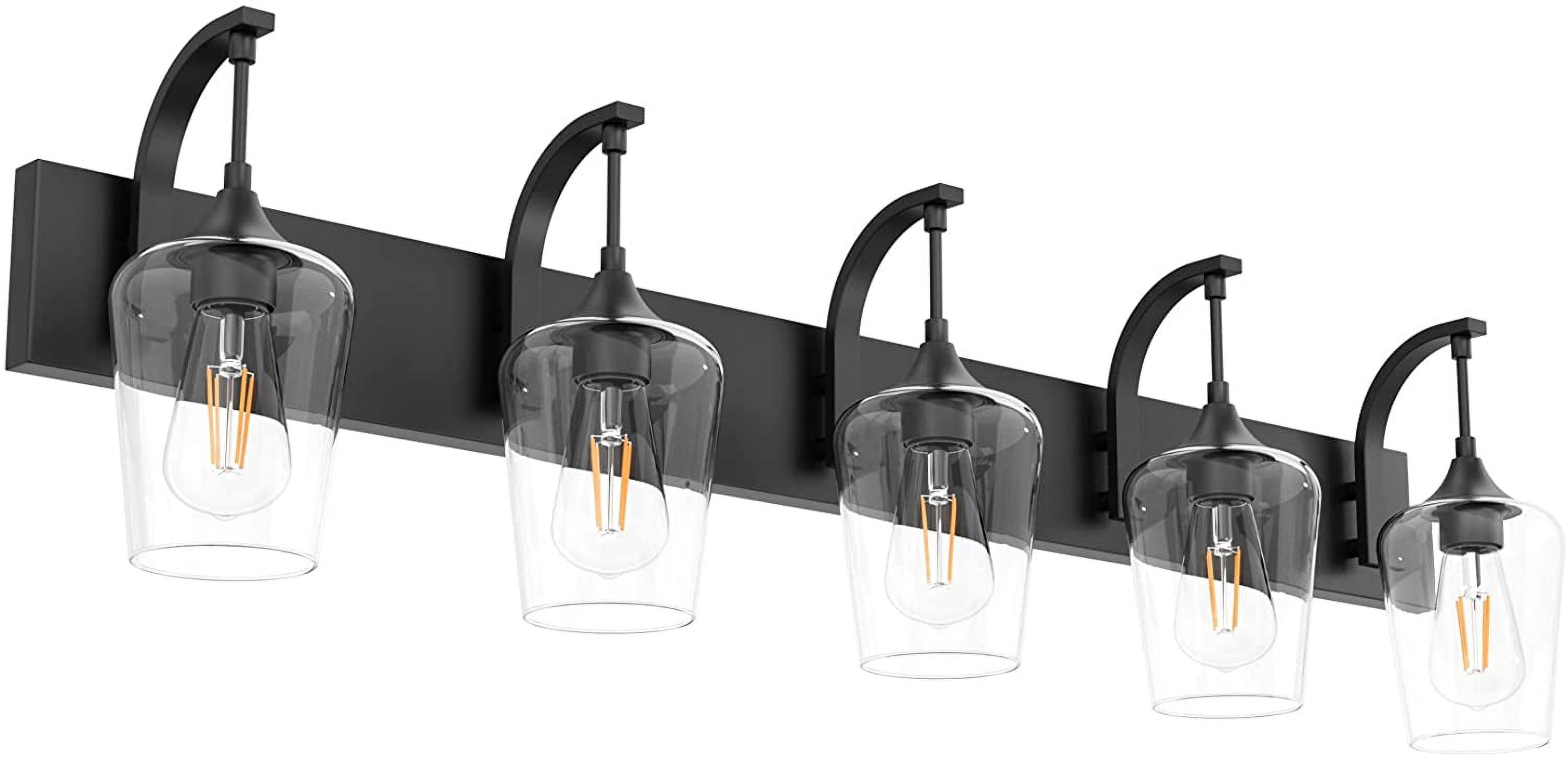 YORI Matte Black Bathroom Light Fixtures 5Lights Industrial Black