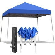 YORIN 10'x10' Pop Up Canopy Tent, Commercial Instant Shelter Folding Tent, Heavy Duty Event Tent Pavilion, Outdoor Instant Gazebo, Portable Waterproof Canopy, Outdoor Shade with Bag, 4 Stakes, Blue