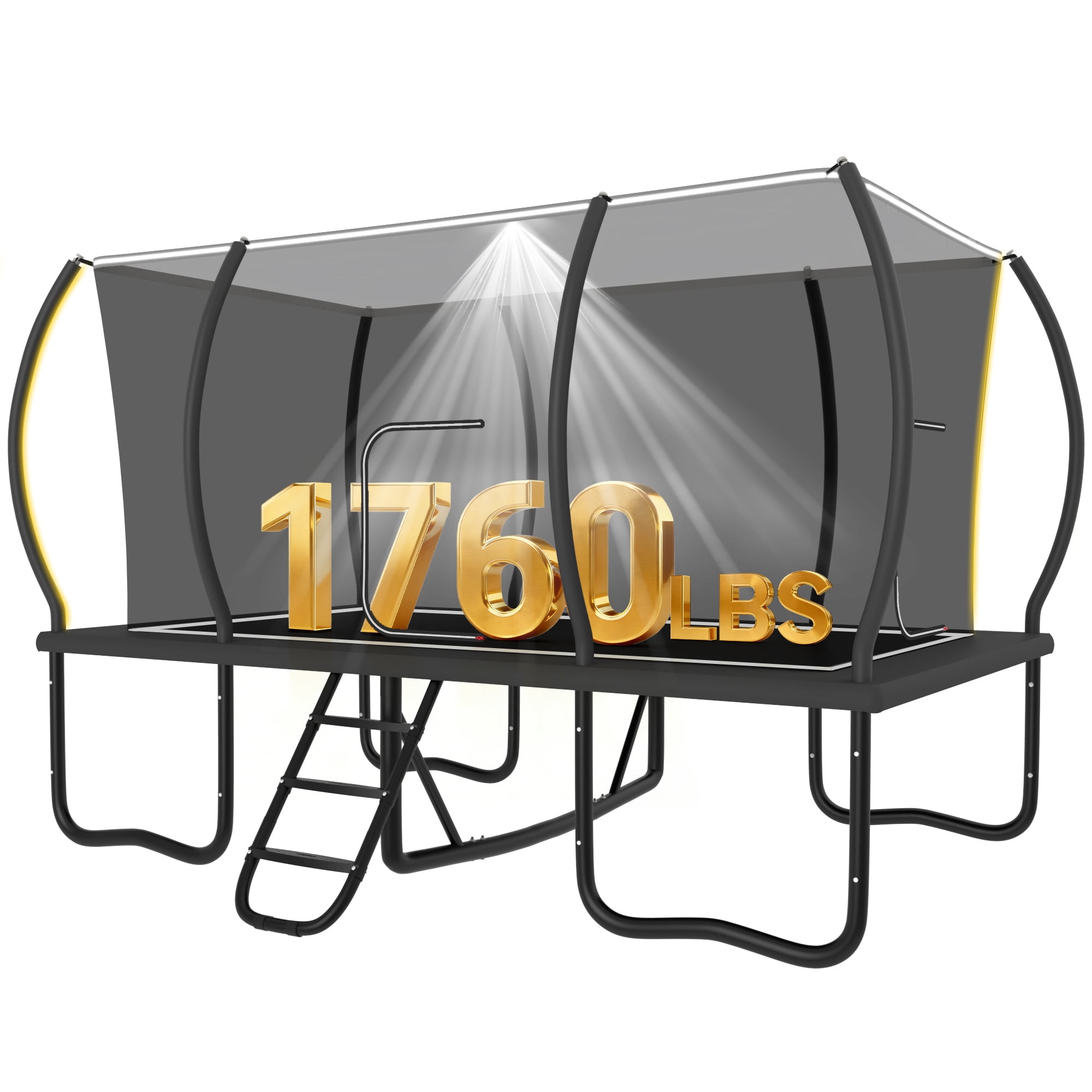 YORIN Rectangle Trampoline for Kids Adults, 8FT x 14FT Rectangular Heavy-Duty 1760LBS Outdoor Trampoline with Enclosure Net, Ladder, Weather-Resistant Galvanized Frame, Large Backyard Trampoline