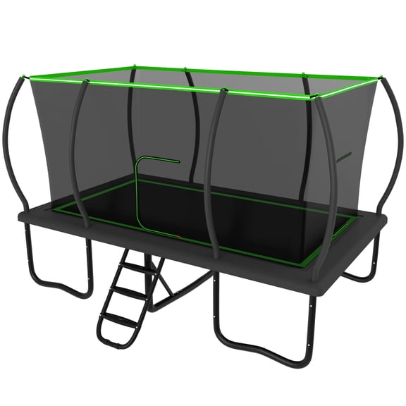 YORIN Rectangle Trampoline for Kids Adults, 8FT x 14FT Rectangular Heavy-Duty 1760LBS Outdoor Trampoline with Enclosure Net, Ladder, Weather-Resistant Galvanized Frame, Large Backyard Trampoline