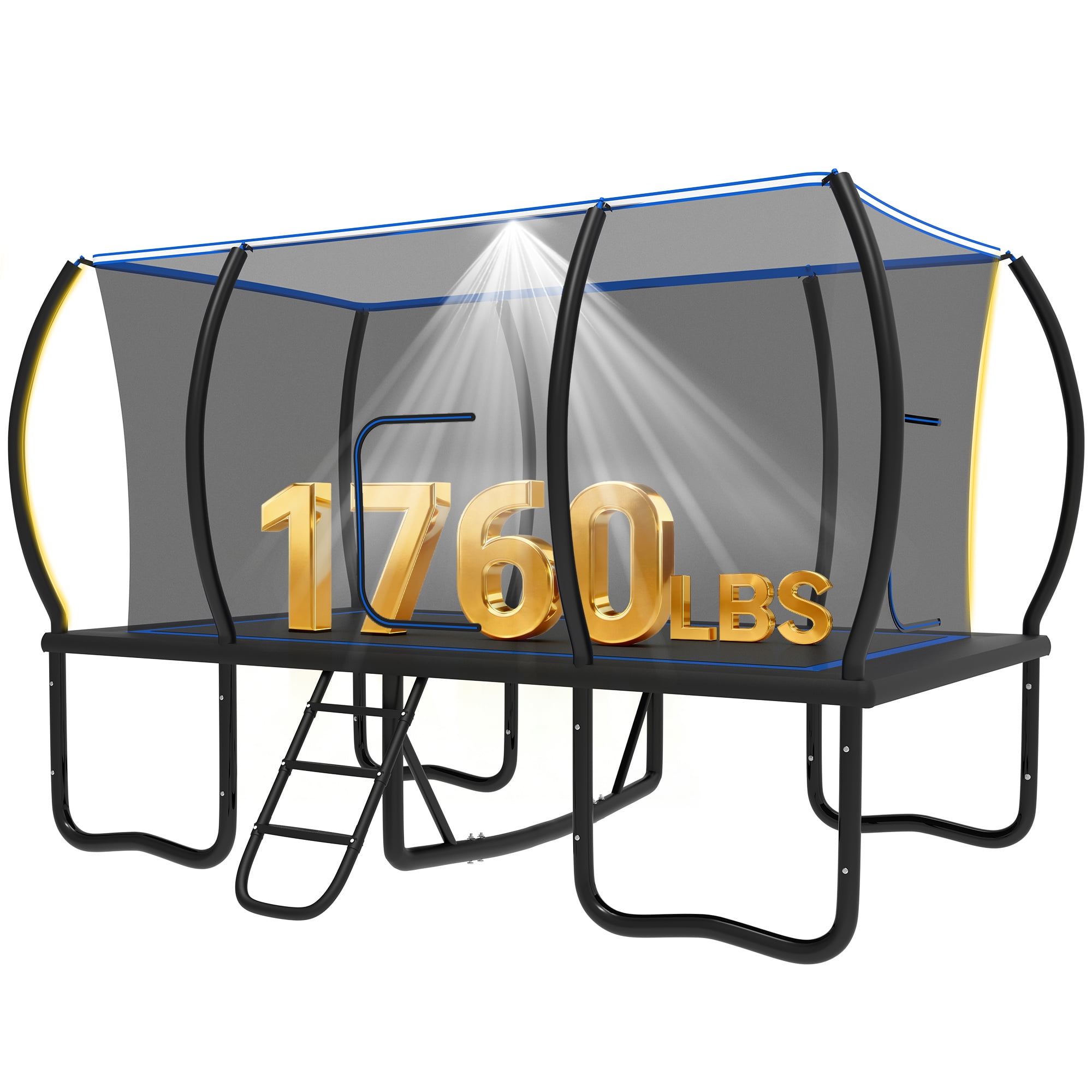YORIN Rectangle Trampoline for Kids Adults, 8FT x 14FT Rectangular Heavy-Duty 1760LBS Outdoor Trampoline with Enclosure Net, Ladder, Weather-Resistant Galvanized Frame, Large Backyard Trampoline