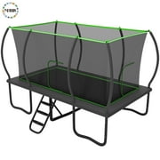 YORIN Rectangle Trampoline for Kids Adults, 8FT x 14FT Rectangular Heavy-Duty 1760LBS Outdoor Trampoline with Enclosure Net, Ladder, Weather-Resistant Galvanized Frame, Large Backyard Trampoline