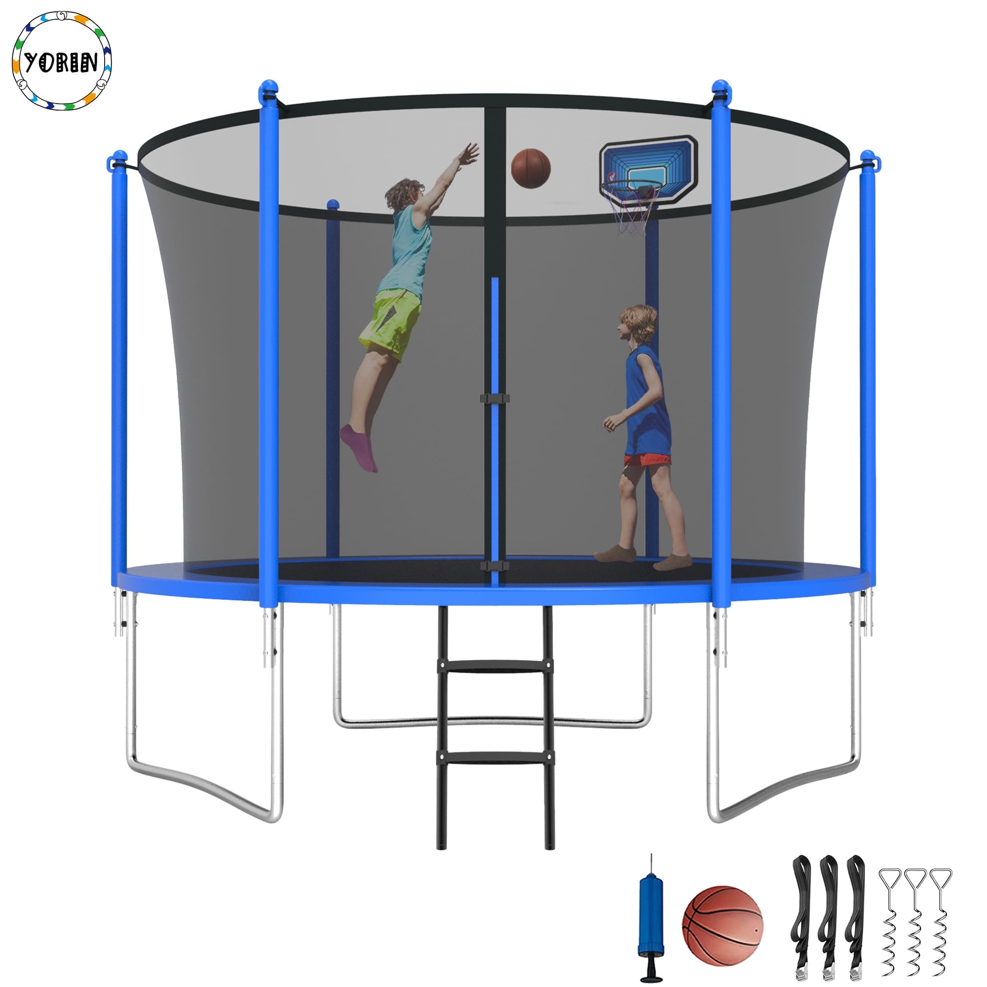 YORIN Trampoline, 10FT Trampoline with Enclosure Net, 1000LBS