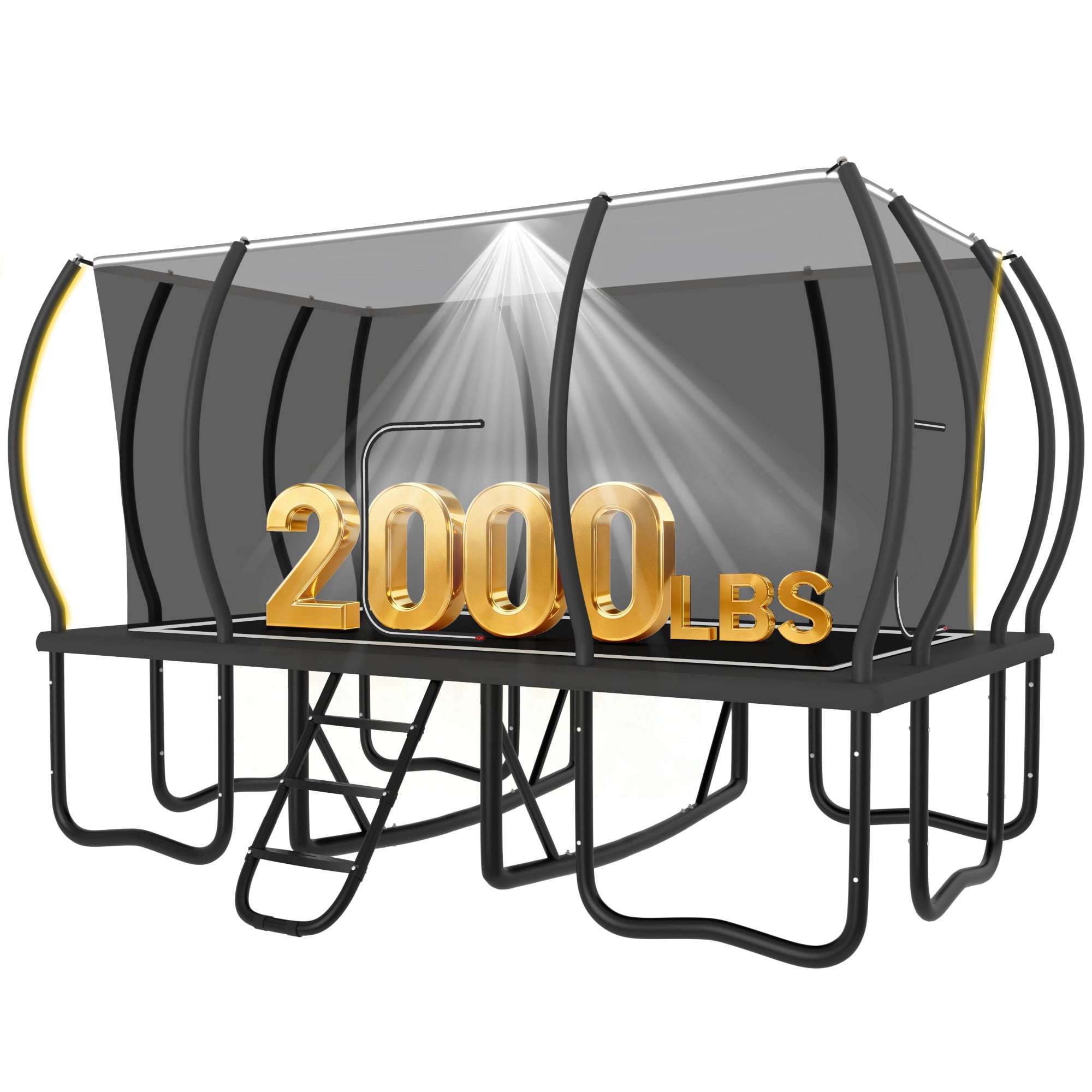 YORIN Trampoline, 10FT x 17FT Rectangular Trampoline for Kids Adults, 2000LBS Recreational Large Trampolines with Enclosure Net, Non-Slip Ladder, Galvanized Heavy Duty Outdoor Trampolines