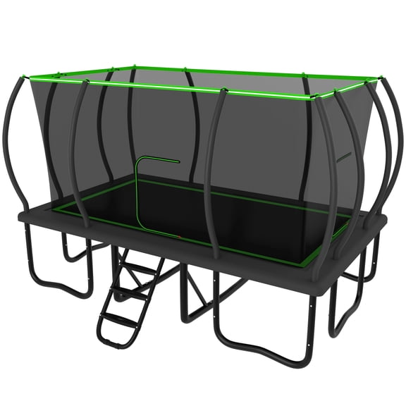 YORIN Rectangle Trampoline, 10FT x 17FT Rectangular Trampoline for Kids Adults, 2000LBS Recreational Large Trampolines with Enclosure Net, Non-Slip Ladder, Galvanized Heavy Duty Outdoor Trampolines