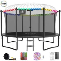 YORIN Trampoline, 1200LBS 12FT 14FT 15FT 16FT Trampoline for 4-5 Kids Adults with Enclosure Net, Basketball Hoop, Ladder, Light, Sprinkler, Socks, Outdoor Heavy Duty Round Trampoline
