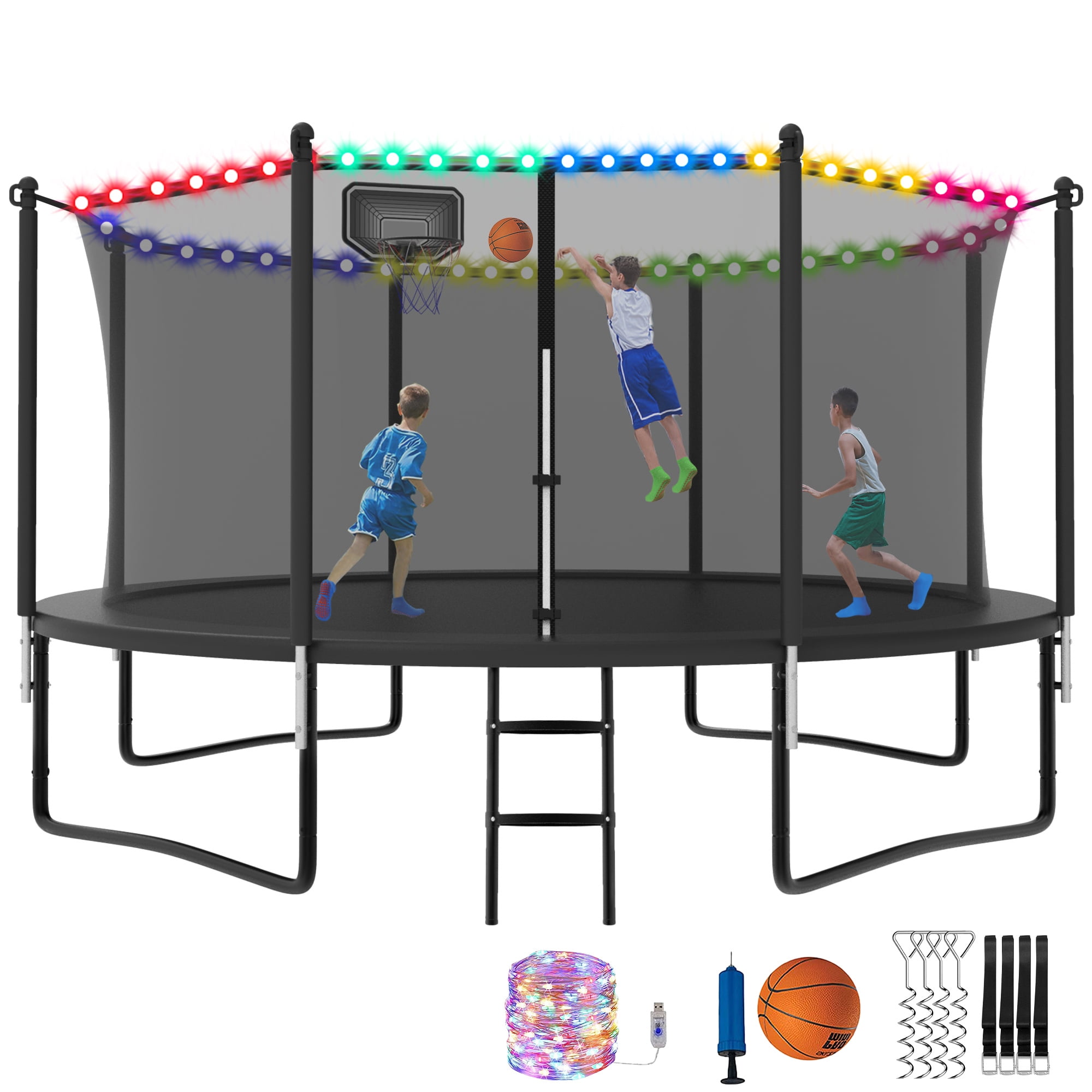 YORIN Trampoline 12FT with Enclosure Net for Adults/Kids, 1200LBS