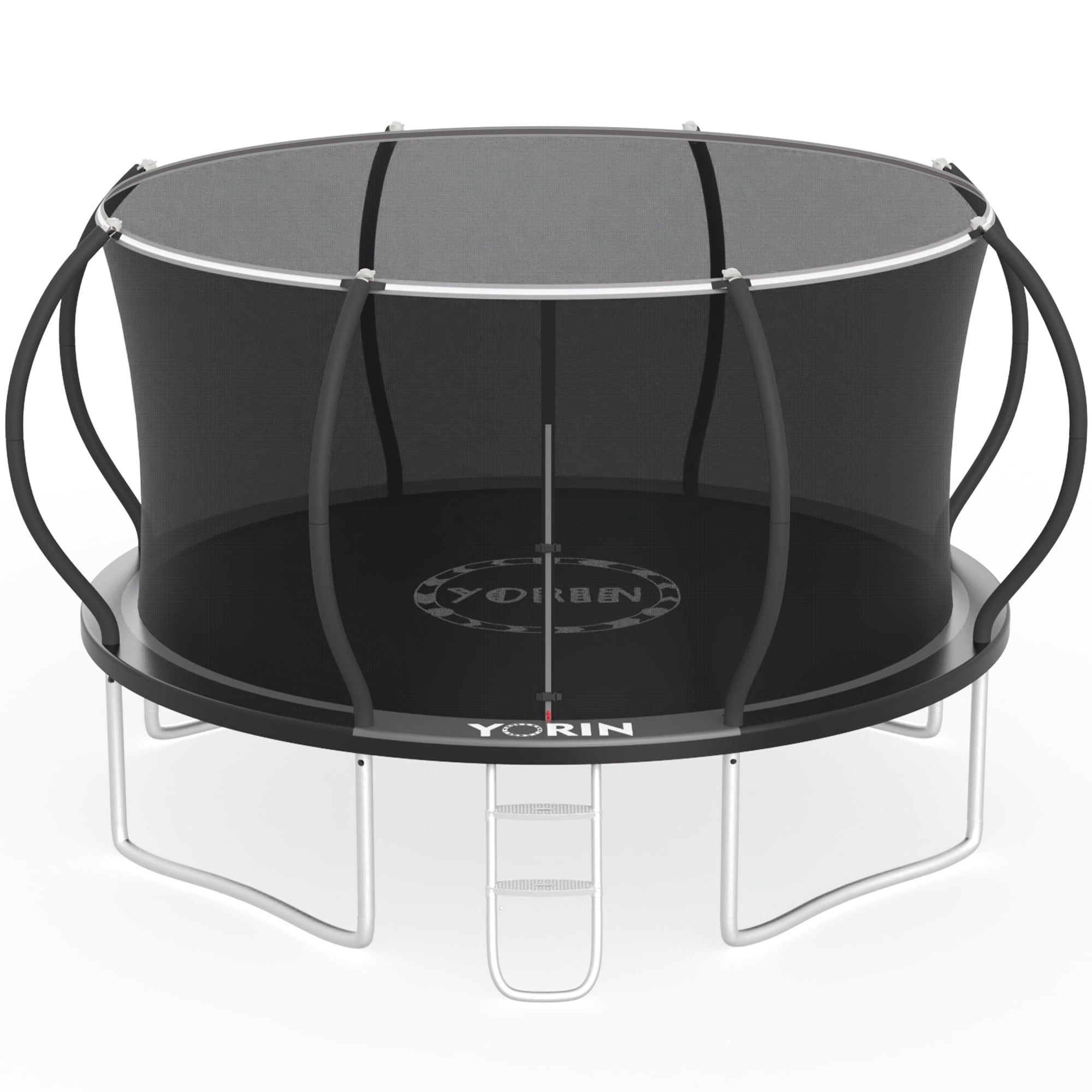 YORIN Trampoline, 12FT 14FT 16FT 10FT Trampoline with Enclosure Net, 1200LBS Trampoline for 4-5 Kids Adults, Outdoor Trampoline with Ladder, Anti-Rust Backyard Heavy Duty Pumpkin Round Trampoline