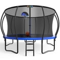 thumbnail image 1 of YORIN Trampoline, 14 FT Trampoline for 7-8 Kids Adults with Enclosure Net, Basketball Hoop, Ladder, Wind Stakes, 1400LBS Weight Capacity Round Outdoor Recreational Trampoline, Heavy Duty Trampoline, 1 of 6
