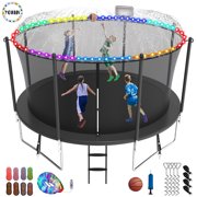 YORIN Trampoline, 1400LBS 14 FT Trampoline for Adults Kids with Enclosure Net, Basketball Hoop, Light, Sprinkler, Socks, Outdoor Recreational Trampoline, ASTM Approved Heavy Duty Trampoline