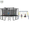 thumbnail image 1 of YORIN Trampoline, 1400LBS 14FT Trampoline for 5-6 Adults/ Kids, with Enclosure Net, Metal Swing, Basketball Hoop, Ladder, Galvanized Outdoor Anti-Rust Heavy Duty Round Recreational Trampoline, 1 of 6
