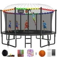 thumbnail image 1 of YORIN Trampoline, 14FT Trampoline for 6-7 Kids Adults with Enclosure, 1400LBS Outdoor Trampoline with Basketball Hoop, Sprinkler, Light, Socks, Ladder, Galvanized Anti-Rust Coating Trampoline, 1 of 10