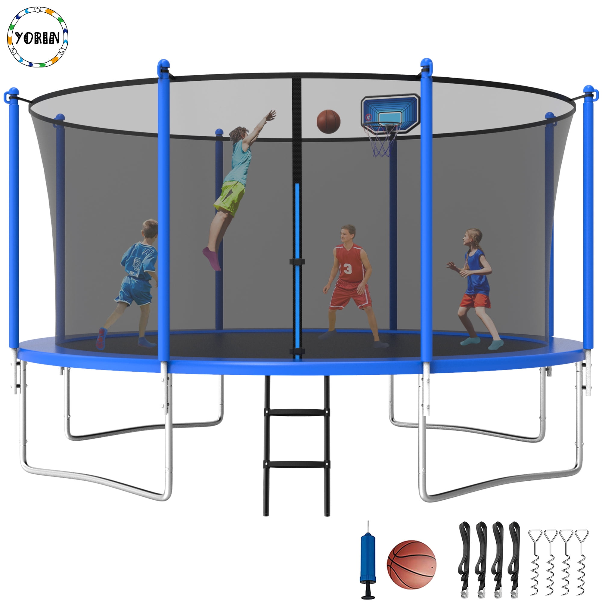 YORIN Trampoline, 14FT Trampoline with Enclosure Net, 1400LBS ...