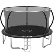 YORIN Trampoline, 14FT 16FT 12FT 10FT Trampoline with Enclosure Net, 1400LBS Trampoline for 6-7 Kids Adults, Outdoor Trampoline with Ladder, Anti-Rust Backyard Heavy Duty Recreational Round Trampolin