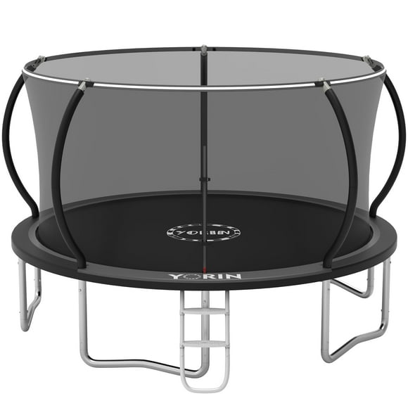 YORIN Trampoline, 14FT 16FT 12FT 10FT Trampoline with Enclosure Net, 1400LBS Trampoline for 6-7 Kids Adults, Outdoor Trampoline with Ladder, Anti-Rust Backyard Heavy Duty Recreational Round Trampolin