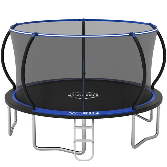 YORIN Trampoline, 14FT 16FT 12FT 10FT Trampoline with Enclosure Net, 1400LBS Trampoline for 6-7 Kids Adults, Outdoor Trampoline with Ladder, Anti-Rust Backyard Heavy Duty Recreational Trampoline