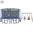 thumbnail image 1 of YORIN Trampoline, 1500LBS 16FT Trampoline for 7-8 Adults/ Kids, with Enclosure Net, Metal Swing, Basketball Hoop, Ladder, Galvanized Outdoor Anti-Rust Heavy Duty Round Recreational Trampoline, 1 of 6