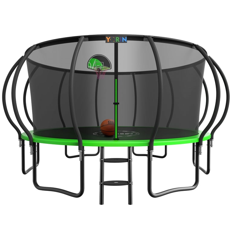 YORIN 15FT Trampoline for Kids & Adults, 1500LBS with Net, Hoop