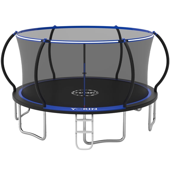 YORIN Trampoline, 16FT 14FT 12FT Trampoline with Enclosure Net, 1500LBS Trampoline for 8-9 Kids Adults, Outdoor Trampoline with Ladder, Anti-Rust Backyard Heavy Duty Recreational Round Trampoline