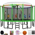 thumbnail image 1 of YORIN Trampoline, 16FT Trampoline for 8-9 Kids Adults with Enclosure, 1500LBS Outdoor Trampoline with Basketball Hoop, Sprinkler, Light, Socks, Ladder, Galvanized Anti-Rust Coating Trampoline, 1 of 9