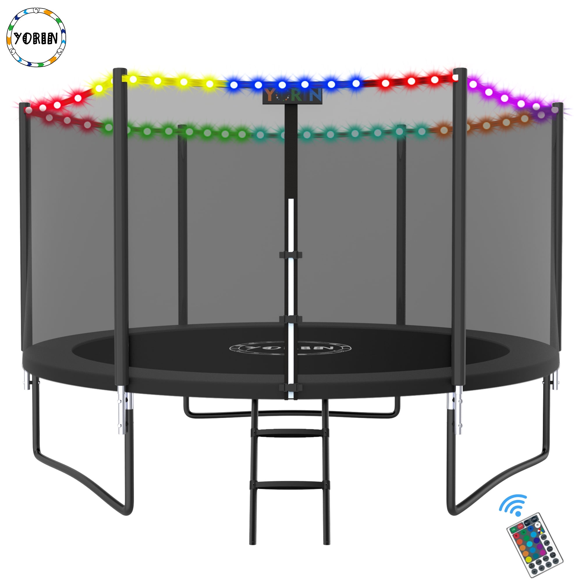 YORIN 8-14FT Trampoline with Safety Net, Ladder, L