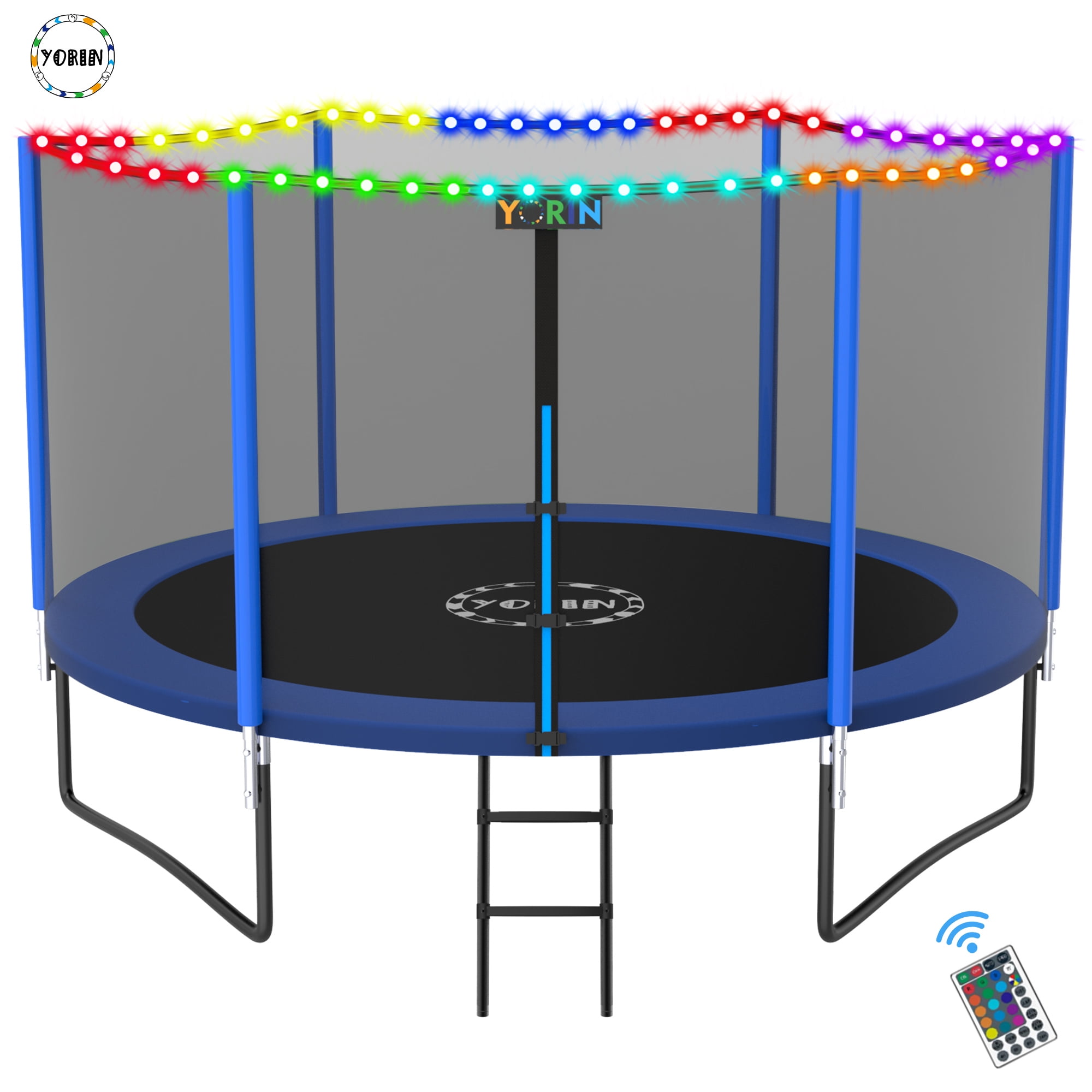 YORIN Trampoline for 2-3 Kids, 8 FT Trampoline for Adults with Enclosure Net, Ladder, Light, 800LBS Weight Capacity Outdoor Round Recreational Trampoline, Heavy Duty Trampoline - image 1 of 8