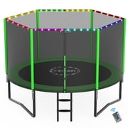 YORIN Trampoline for 3-4 Kids, 10 FT 8 FT Trampoline for Adults with Enclosure Net, Ladder, 1000LBS Weight Capacity Outdoor Round Recreational Trampoline, Heavy Duty Upgrade Trampoline