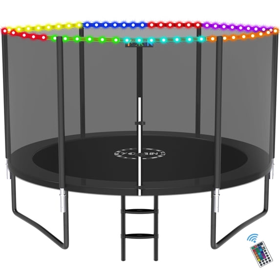 YORIN Trampoline for 3-4 Kids, 10 FT 8 FT Trampoline for Adults with Enclosure Net, Ladder, 1000LBS Weight Capacity Outdoor Round Recreational Trampoline, Heavy Duty Upgrade Trampoline