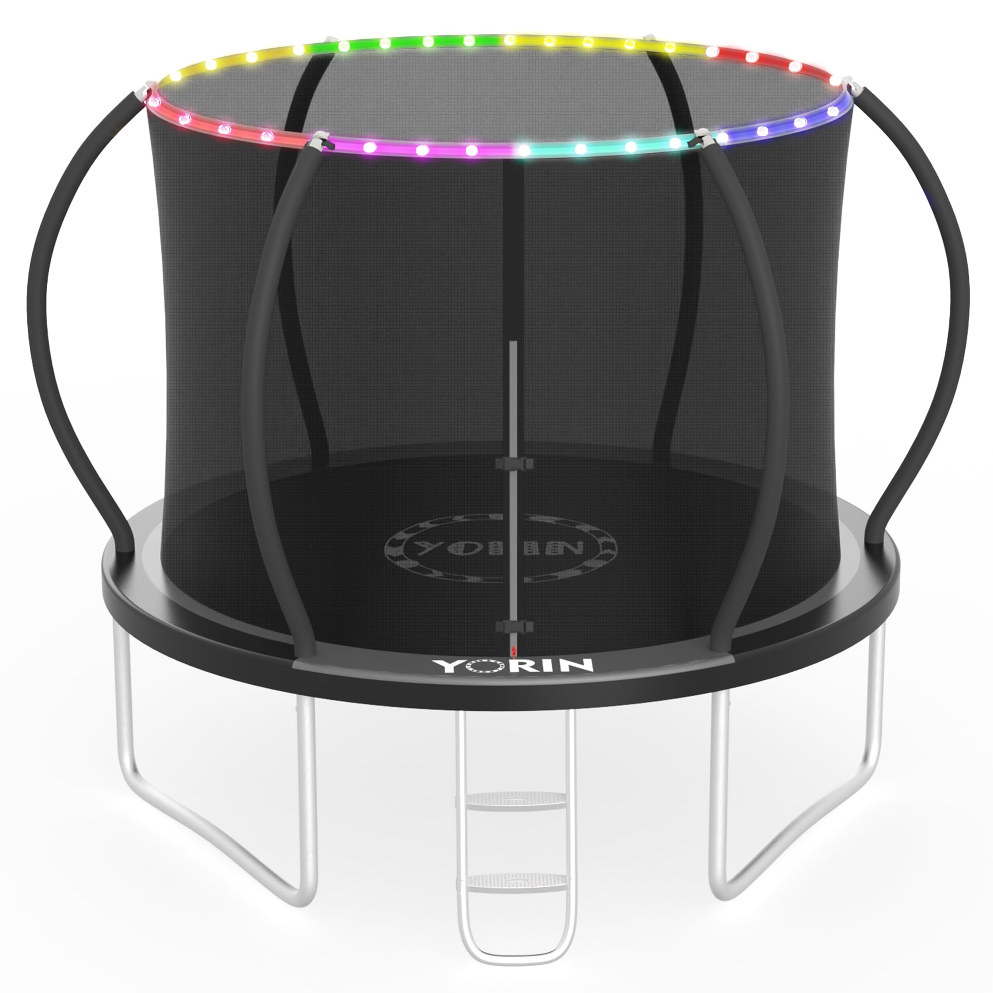 YORIN Trampoline for 3-4 Kids, 10FT 16FT 12FT 14FT Trampoline for Adults with Enclosure Net, Ladder, Light, 1000LBS Weight Capacity Outdoor Round Recreational Trampoline, Heavy Duty Trampoline