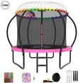 thumbnail image 1 of YORIN Trampoline for 3-4 Kids, 10FT Trampoline for Adults with Enclosure Net, Basketball Hoop, Ladder, 1000LBS Outdoor Trampoline with Light, Sprinkler, Socks, Heavy Duty Round Trampoline, 1 of 7