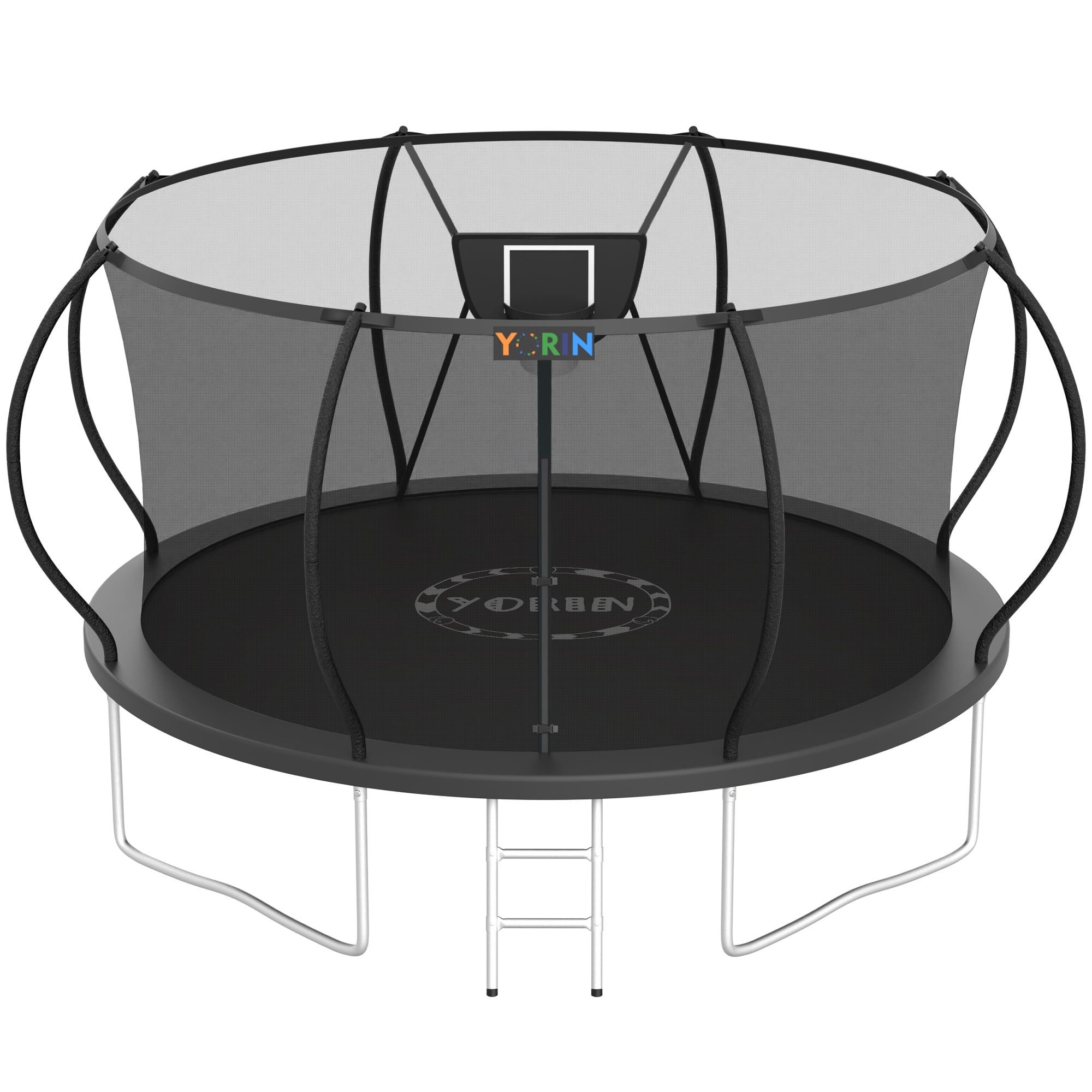 YORIN Trampolines Outdoor, 1200LBS 12FT Trampoline for Kids and Adults, Backyard Heavy Duty Trampoline with Enclosure Net, Basketball Hoop, Ladder, Birthday Gift