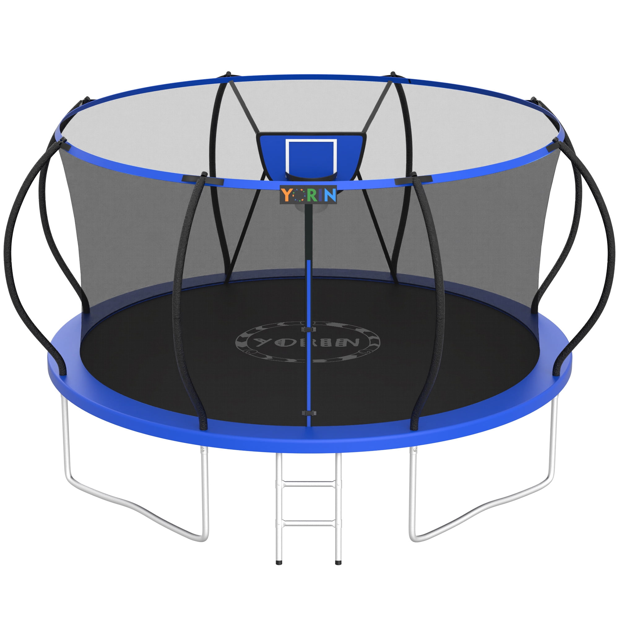 YORIN Trampolines Outdoor, 1200LBS 12FT Trampoline for Kids and Adults, Backyard Heavy Duty Trampoline with Enclosure Net, Basketball Hoop, Ladder, Birthday Gift