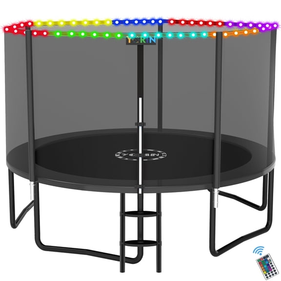 YORIN Trampoline for 6-7 Kids, 14FT 12FT 10FT 8FT Trampoline for Adults with Enclosure Net, Ladder, 1400LBS Weight Capacity Outdoor Round Recreational Trampoline, Heavy Duty Upgrade Trampoline