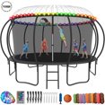 thumbnail image 1 of YORIN Trampoline for 8-9 Kids, 15 FT Trampoline for Adults with Enclosure Net, Basketball Hoop, Ladder, 1500LBS Outdoor Recreational Trampoline, Heavy Duty Trampoline with Light, Sprinkler, Socks, 1 of 7