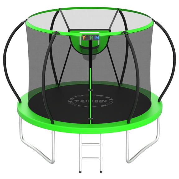YORIN Trampolines Outdoor, 1000LBS 10FT Trampoline for Kids and Adults, Backyard Heavy Duty Trampoline with Enclosure Net, Basketball Hoop, Ladder, Birthday Gift