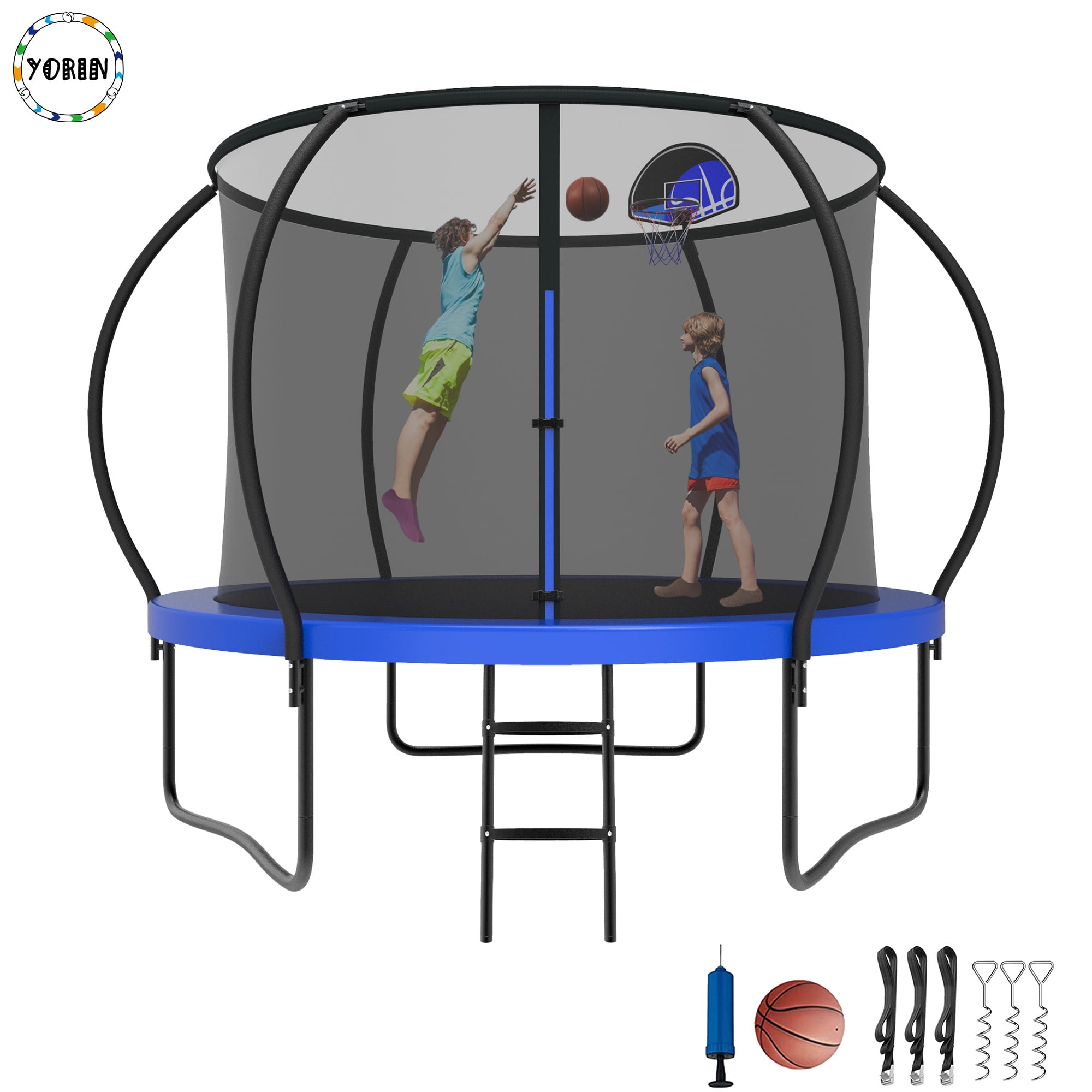 YORIN Trampoline, 8FT Trampoline with Enclosure Net, 800LBS Trampoline