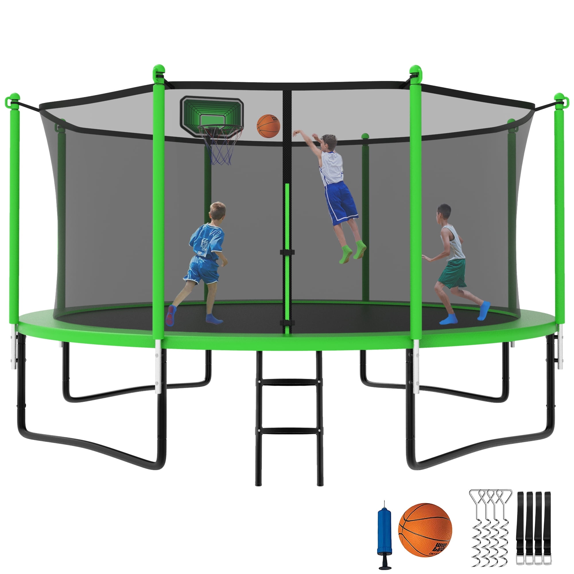 YORIN Trampoline with Enclosure Net, 1200LBS 12FT Trampoline for 4-5 ...