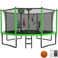 thumbnail image 1 of YORIN Trampoline with Enclosure Net, 1200LBS 12FT Trampoline for 4-5 Kids Adults, Recreational Trampolines with Basketball Hoop, Ladder, Galvanized Outdoor Heavy Duty Trampoline, 1 of 8