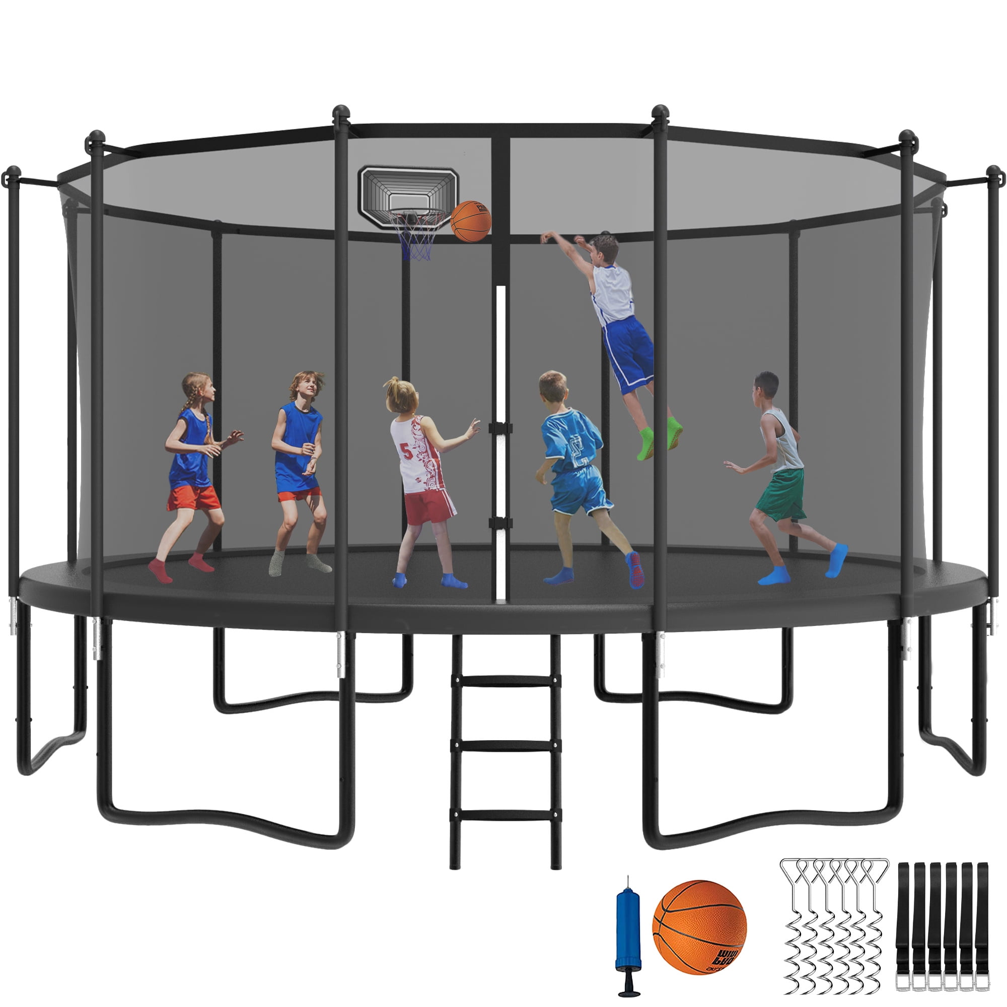 YORIN Trampoline with Enclosure Net, 1500LBS 16FT Trampoline for 89 Kids Adults, Recreational