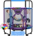 thumbnail image 1 of YORIN Trampoline for Kids, 55'' Mini Trampoline for Toddlers with Swing, Enclosure Net and Basketball Hoop, 4.5FT Indoor/Outdoor Kids Round Trampoline with Adjustable Gymnastics Bars, Gifts for Kids, 1 of 7