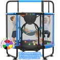 thumbnail image 1 of YORIN Trampoline for Kids, 55'' Toddler Mini Trampoline with Enclosure Net, Basketball Hoop, 4.5FT Indoor/Outdoor Kids Trampoline with Swing, Adjustable Gymnastics Bars, Gifts for Boys Girls, 500LBS, 1 of 7