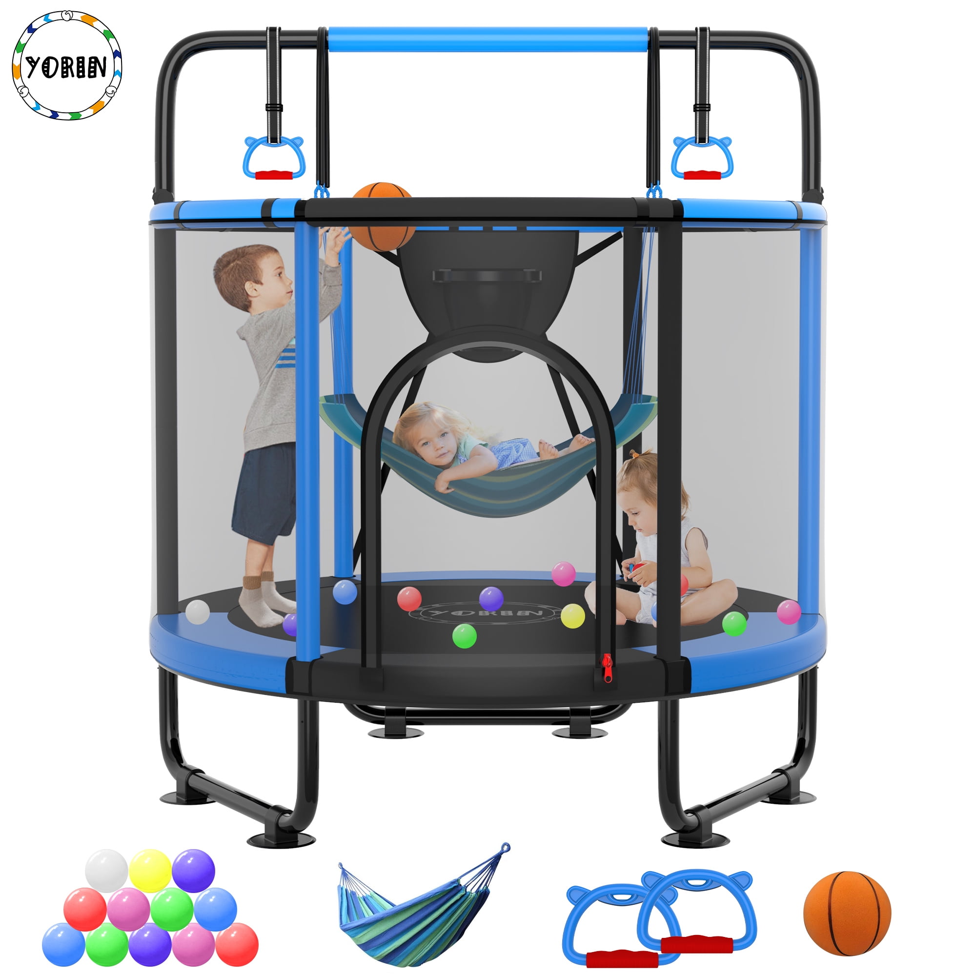 25 Inch Kids Toddler Mini Trampoline With Safety Adjustable Handle Bar - Indoor Rebounder