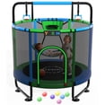 thumbnail image 1 of YORIN Trampoline for Kids, 5FT Toddler Mini Trampoline with Enclosure Net, Basketball Hoop, 60'' Indoor/Outdoor Kids Trampoline with Swing, Adjustable Gymnastics Bars, Gifts for Boys & Girls, 600LBS, 1 of 10