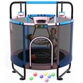 thumbnail image 1 of YORIN Trampoline for Kids, 5FT Toddler Mini Trampoline with Enclosure Net, Basketball Hoop, 60'' Indoor/Outdoor Kids Trampoline with Swing, Adjustable Gymnastics Bars, Gifts for Boys & Girls, 600LBS, 1 of 10
