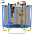 thumbnail image 1 of YORIN Trampoline for Kids, 66'' Mini Trampoline for Toddlers with Enclosure Net and Basketball Hoop, 5.5FT Indoor/Outdoor Kids Round Trampoline Gifts for Kids Ages 1-8, No-Gap Spring Cover, 1 of 7