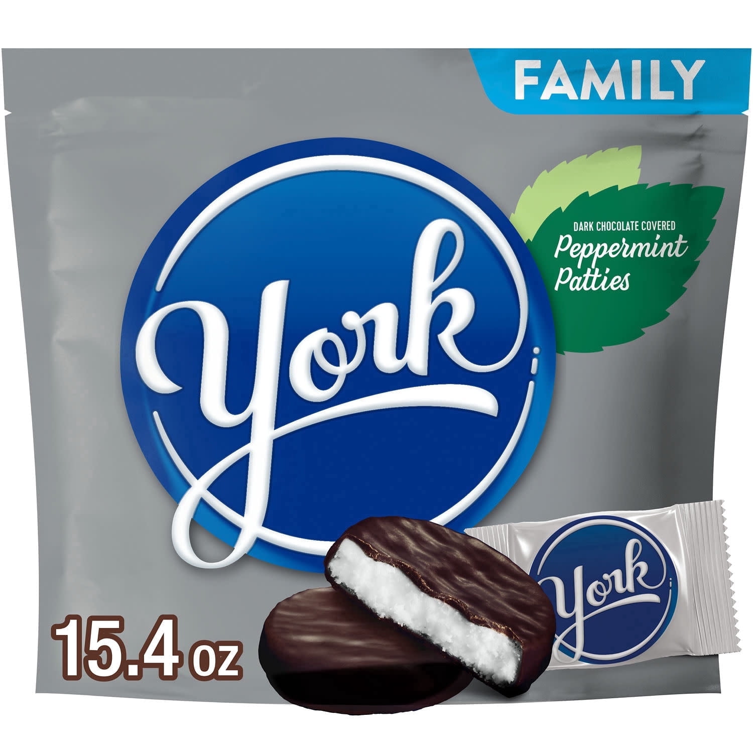 YORK Dark Chocolate Peppermint Patties, Candy Family Pack, 15.4 oz