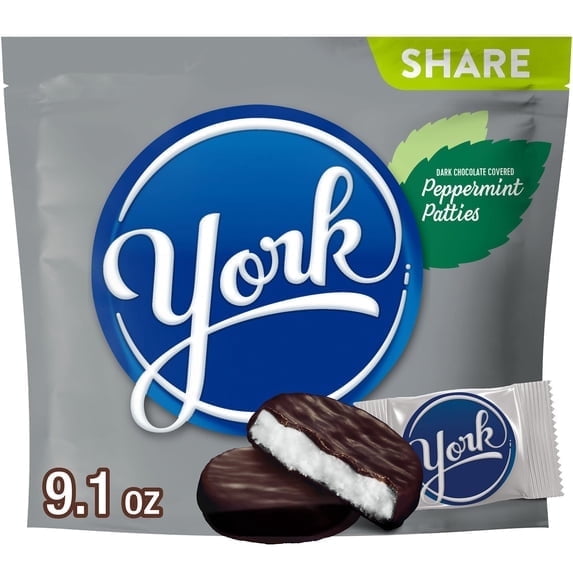 YORK Dark Chocolate Peppermint Patties, Candy Share Pack, 9.1 oz