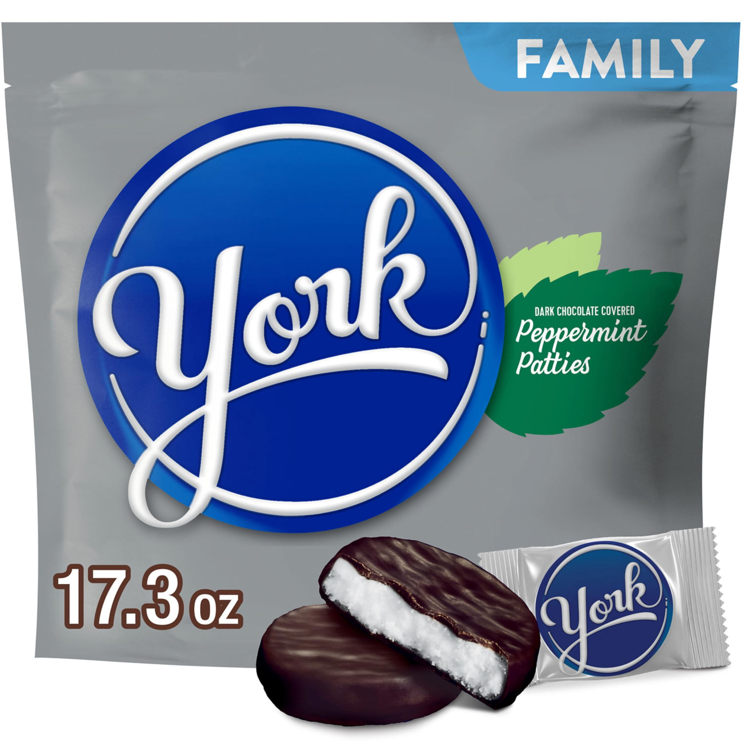 YORK Dark Chocolate Peppermint MSF2&nbsp;Patties, Candy Family Pack, 17.3 oz