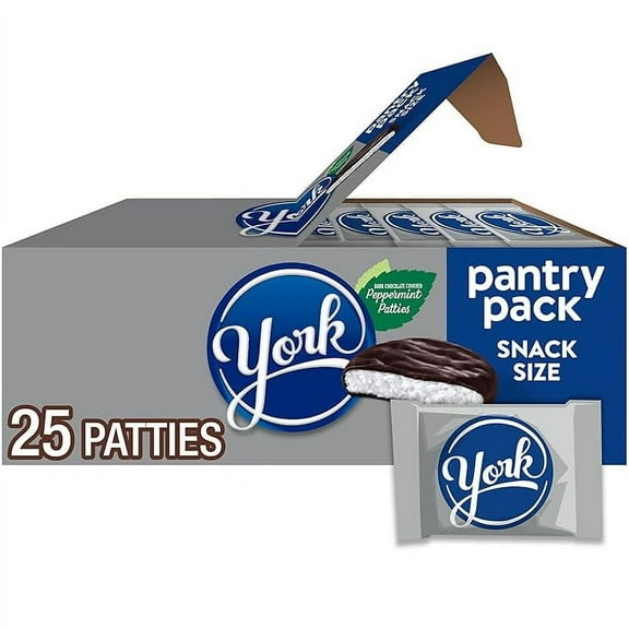 YORK Dark Chocolate Snack Size Peppermint Patties, Candy Pantry Pack, 15 oz (25 Pieces) ( Pack of 2 )